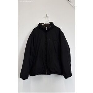 EDDIE BAUER Black Quilted Goose Down Jacket, Shearling‎ Collar - Size XXL